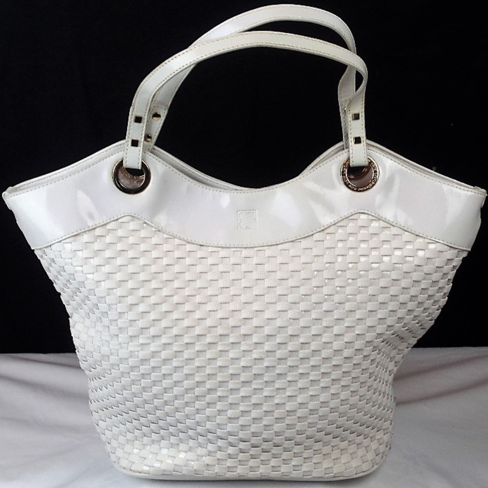 Liz Claiborne New York White basket weave tote
